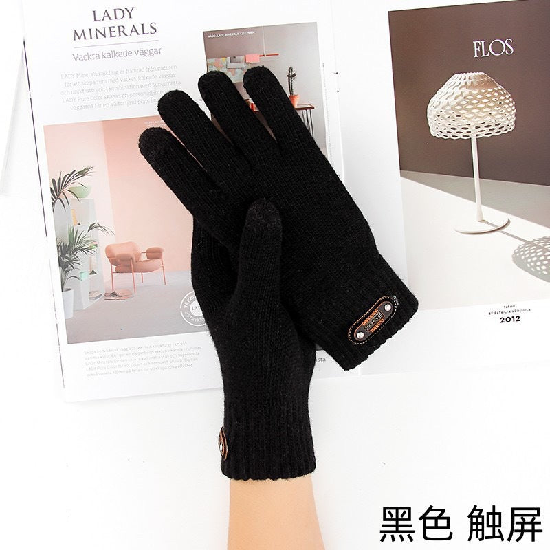 Wholesale Men's Woolen Knitted Cool High-end Warm and Plush Thick Winter Glove