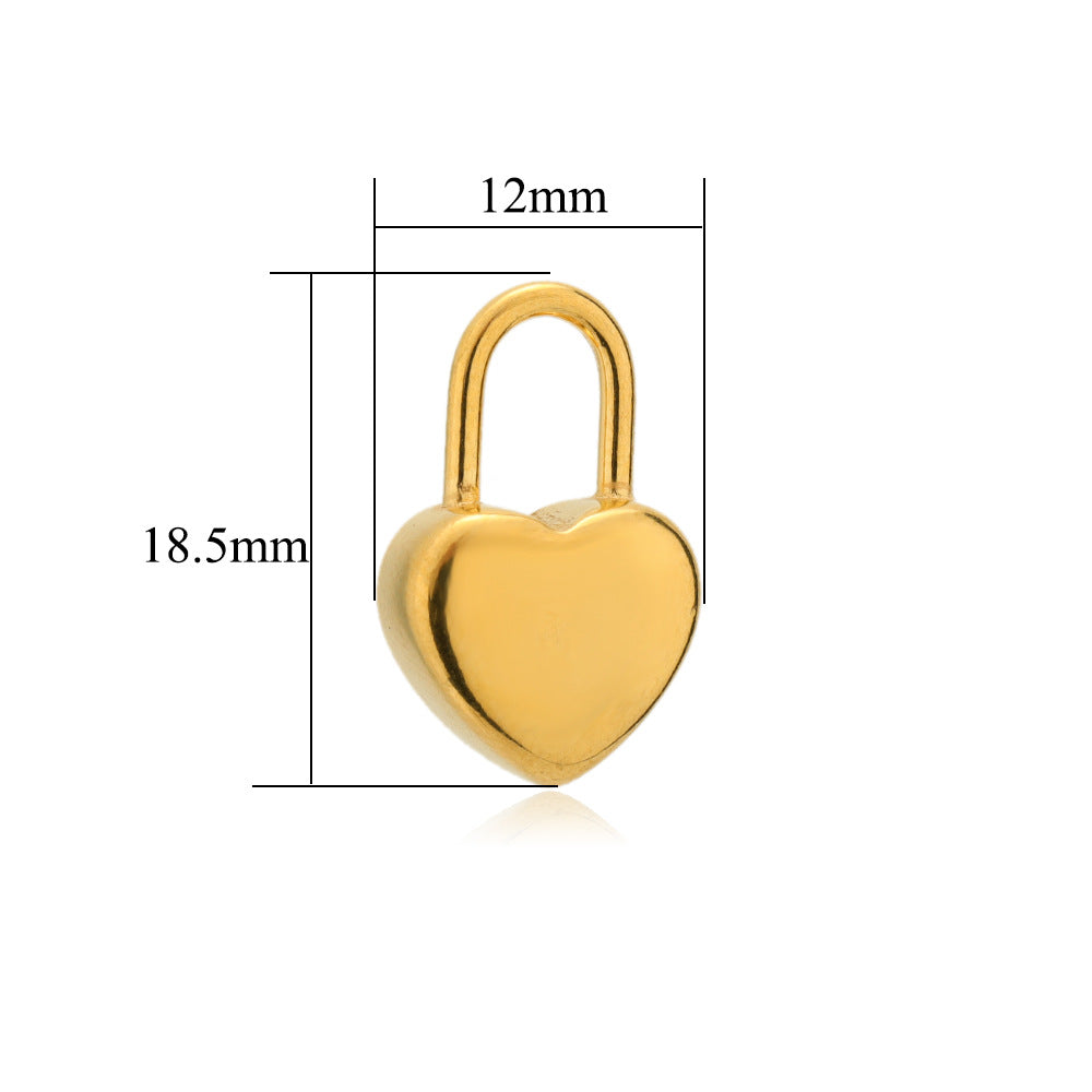 Wholesale 5PCS/PACK Stainless Steel Hollow Heart Key Padlock Small Pendant DIY Jewelry Accessories