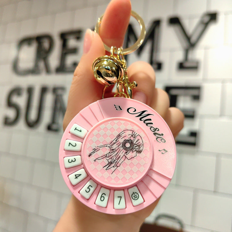 Wholesale Creative Girl Round Piano Plastic Keychains