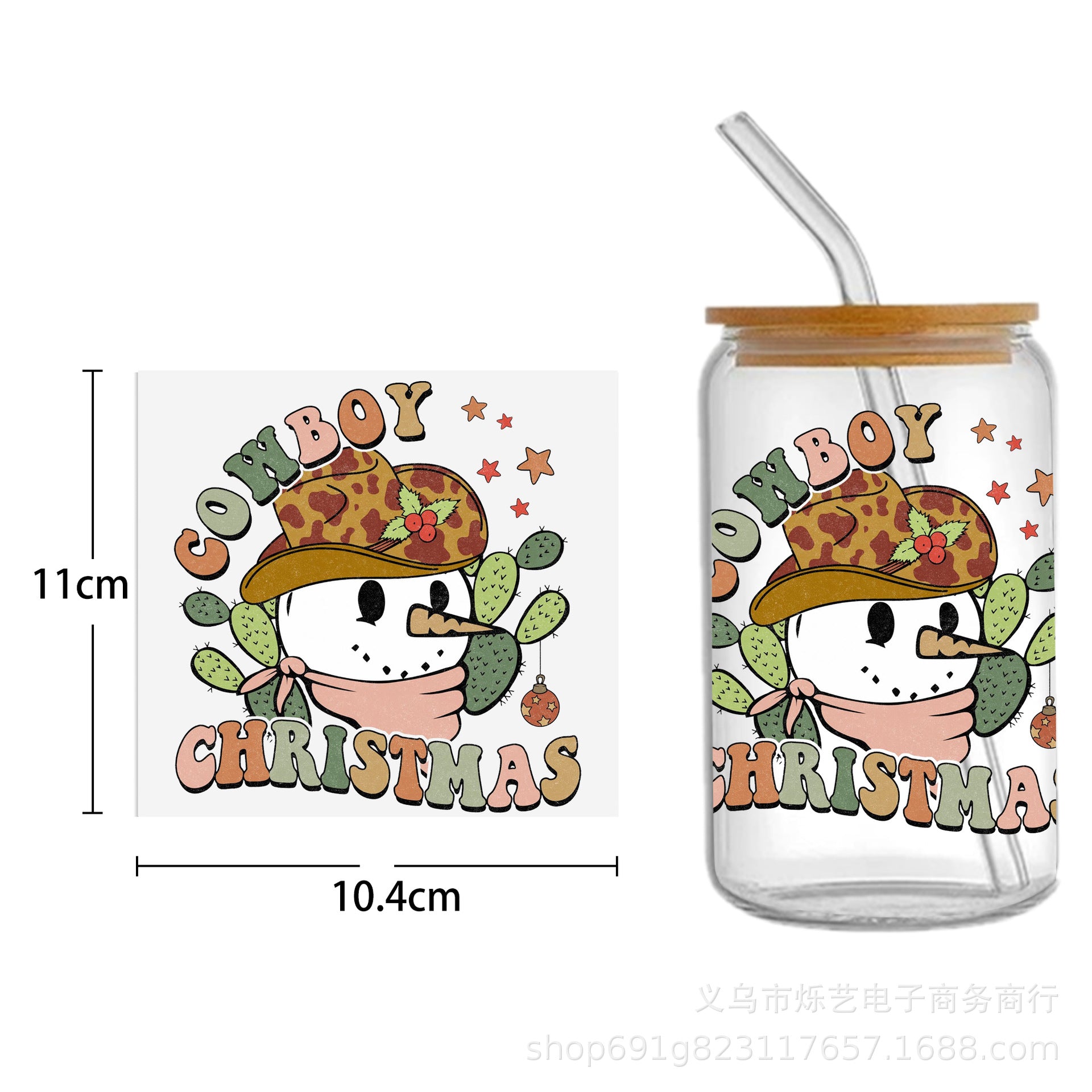 Wholesale  5pcs/pack Snowman Gingerbread Man Christmas Series 16oz Cup UV DTF Wraps