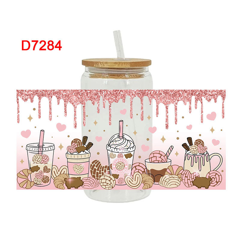 Wholesale Colorful beverage cake  16oz Cup UV DTF Wraps