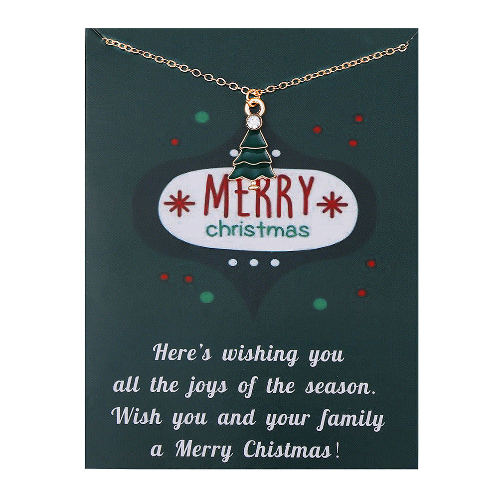 Wholesale Christmas Tree Pendant Card Necklace Clavicle Chain