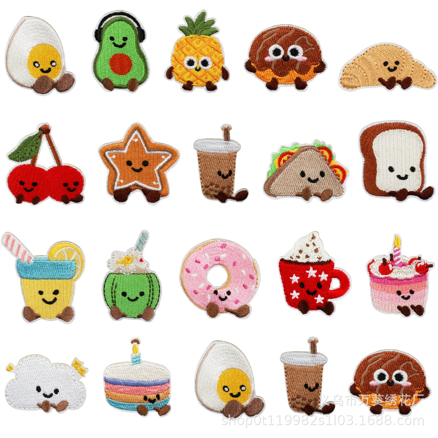 Wholesale Cute Dessert Embroider Cloth Stickers Star Biscuit Stickers Clothes Decoration