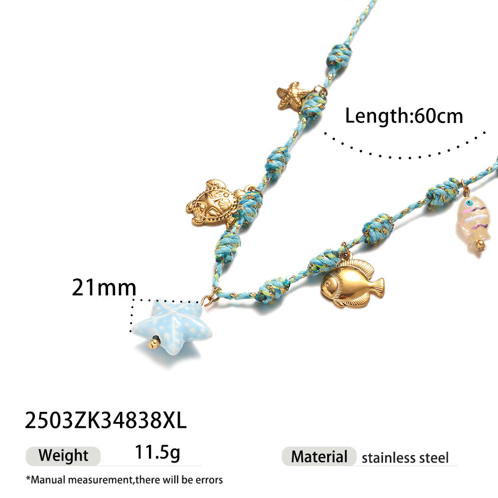 Wholesale Taina' s New Creative Ocean Series Stainless Steel Bracelet Girls Ceramic Conch Titanium Steel Pendant Shell Hand Jewelry
