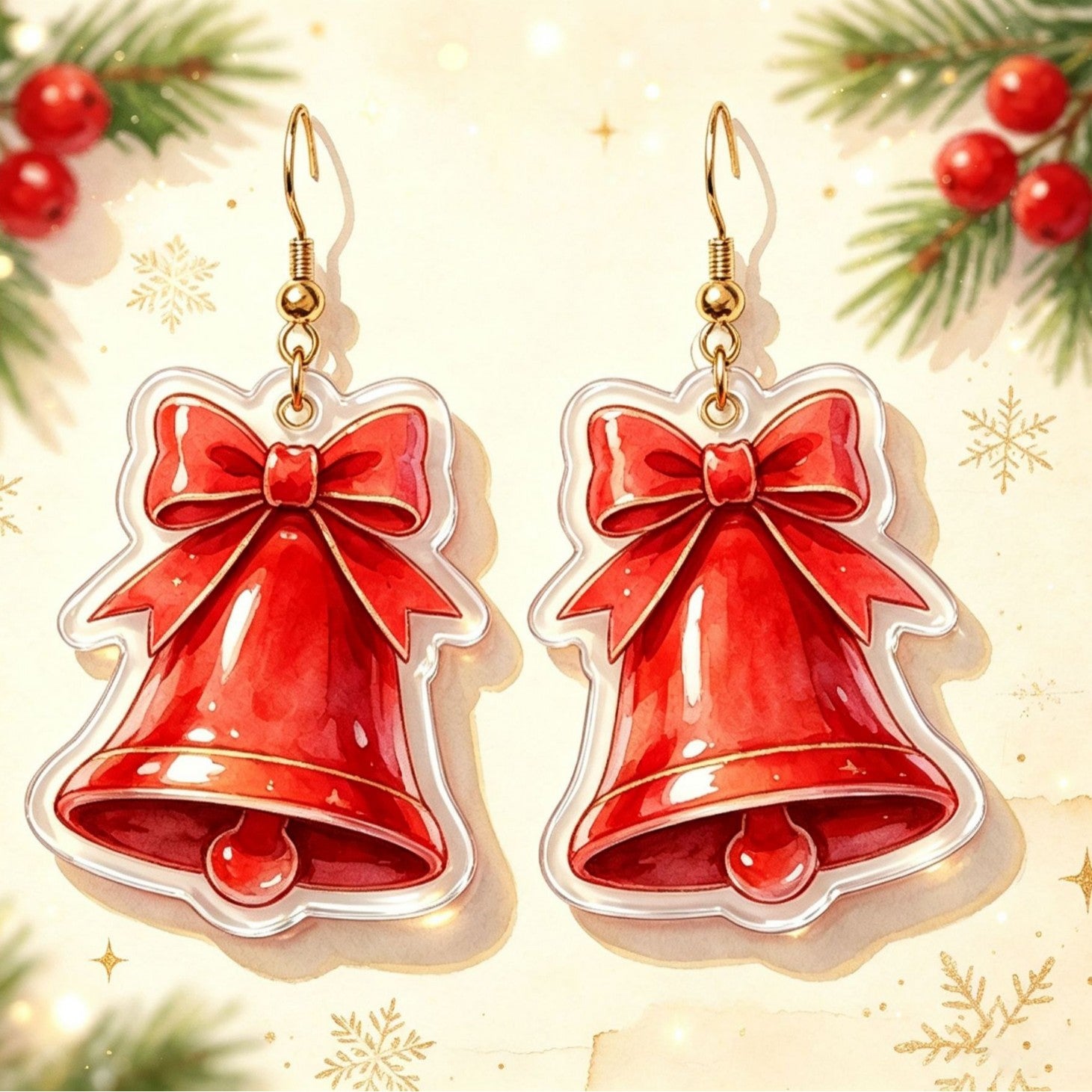 Wholesale Acrylic Earrings With Christmas Bell Pattern Fashion Jewelry Accessory For Party And Gift