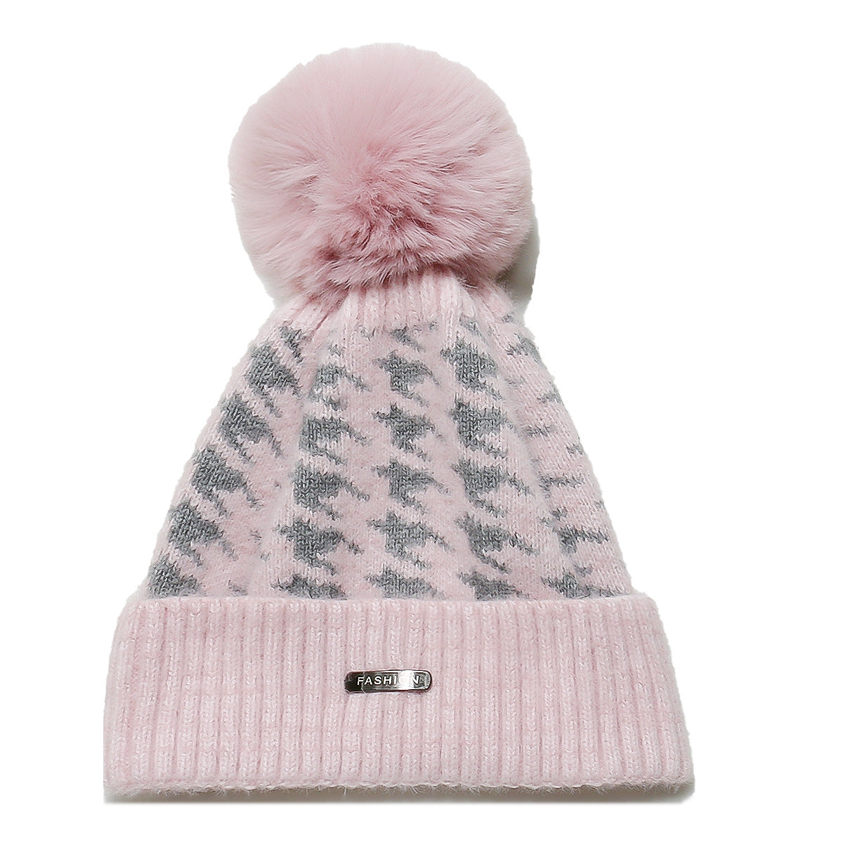Wholesale Autumn/winter New Casual and Versatile Trend Houndstooth Knit Hat