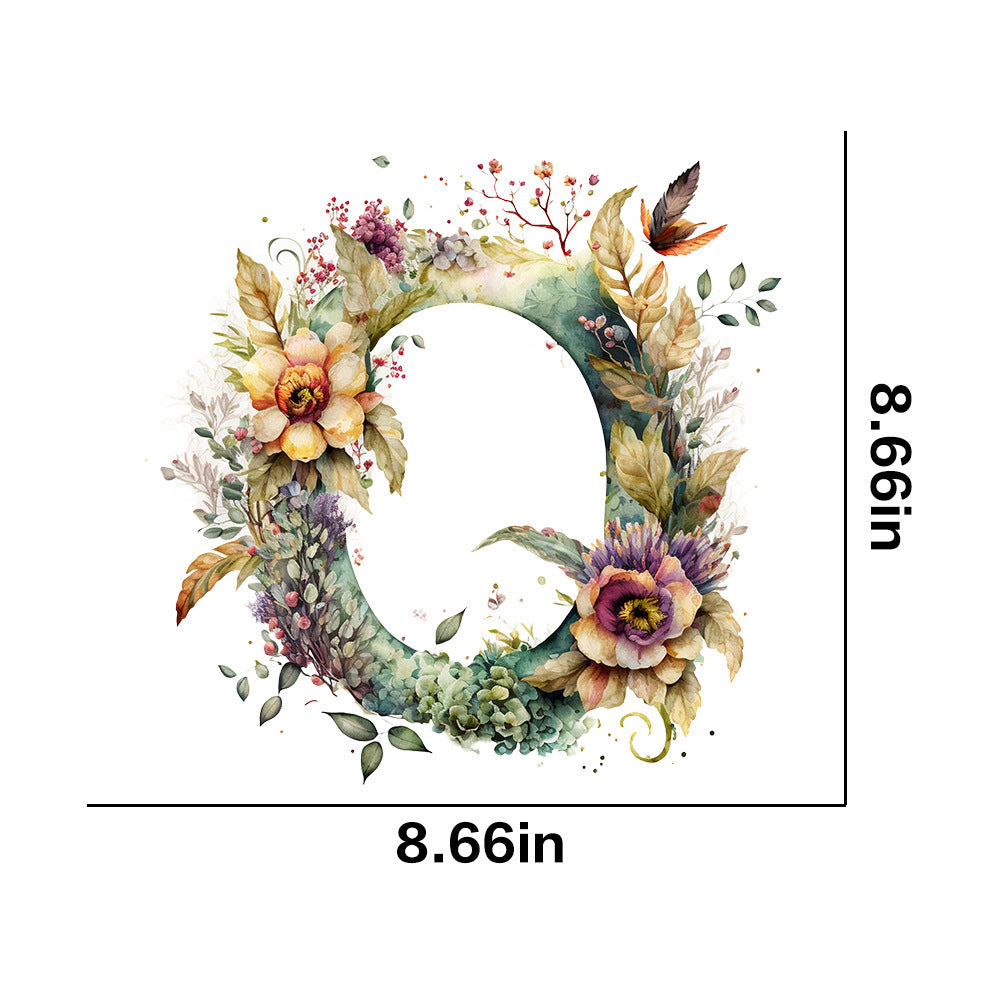 Wholesale 26 letter flower branches and leaves UV DTF Ready to Press Transfers Wraps