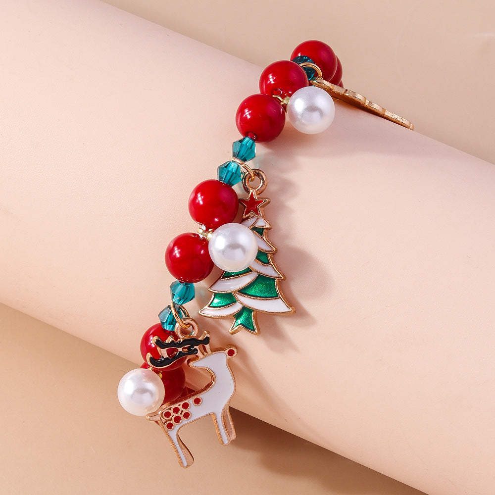 Wholesale Christmas Santa Claus Elk Beaded Bracelet
