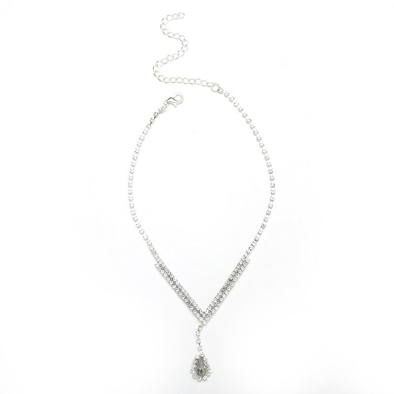 Wholesale Light Luxury Trend Versatile Simple Geometric Necklace Earring Set