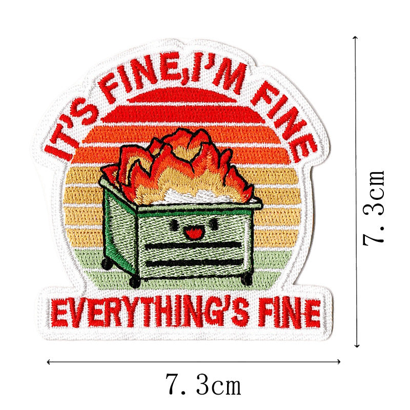Wholesale Rock punk style embroidered crow skull flame patch