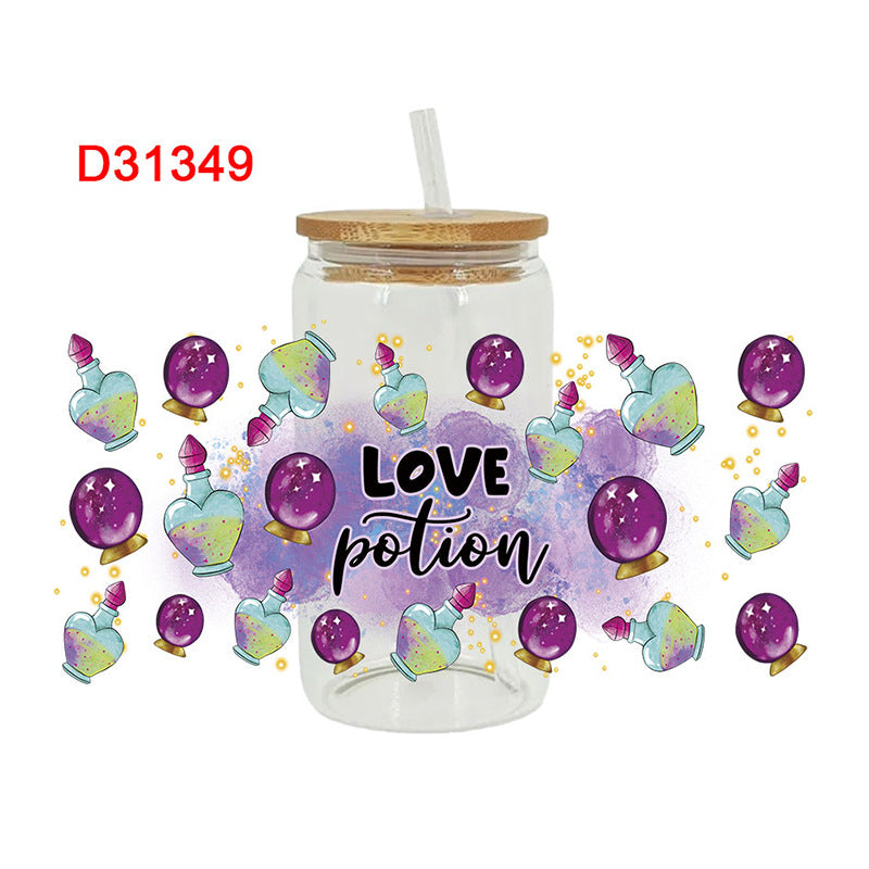 Wholesale Black and white cartoon ghost  16oz Cup UV DTF Wraps