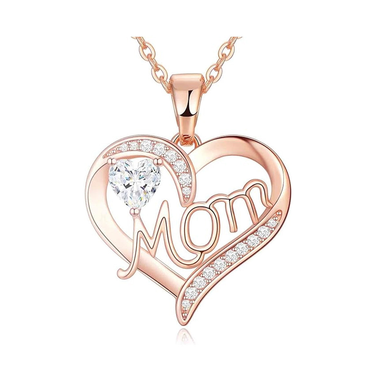 Wholesale Mother's Day gift heart-shaped letter ' MoM'  necklace jewelry