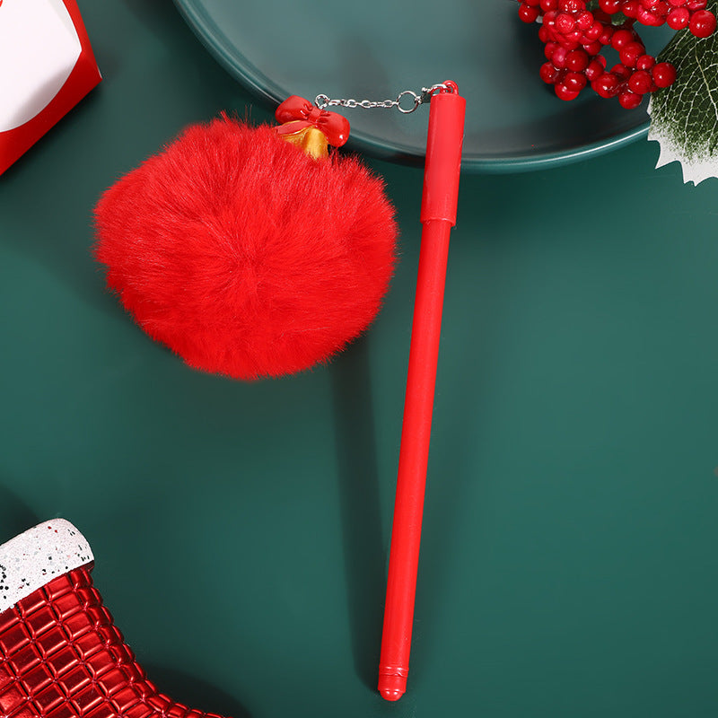 Wholesale Cartoon Christmas Santa Claus Christmas Tree Fur Ball Ballpoint Pen