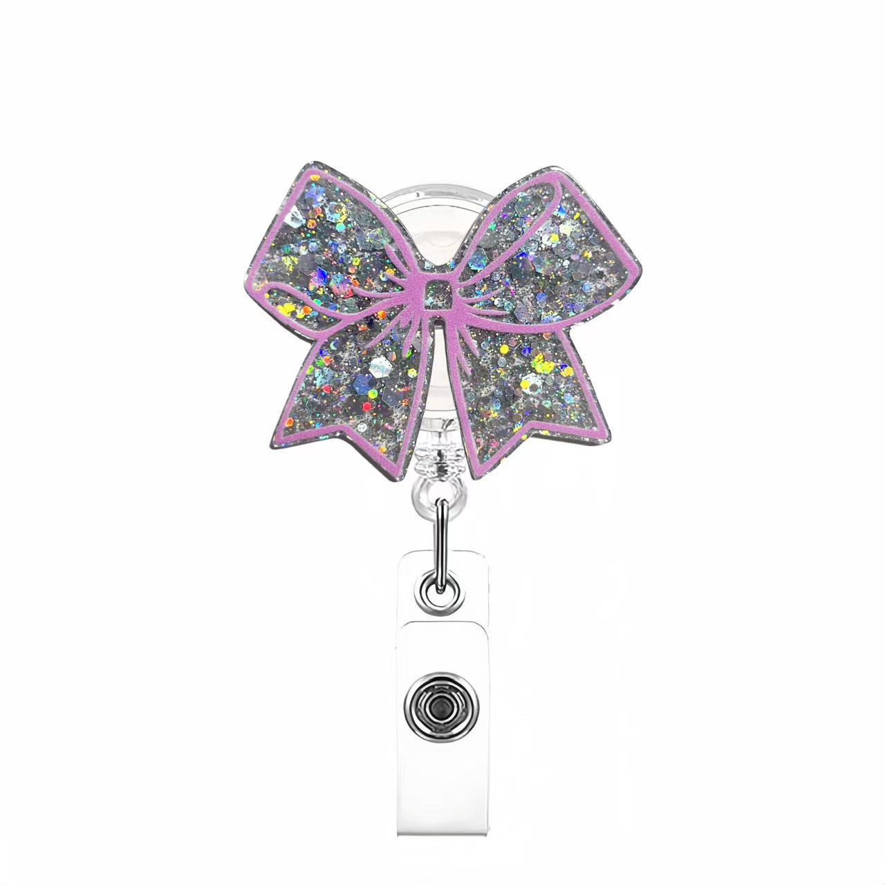 Wholesale Pink cherry medical staff with diverse bows Badge Reels