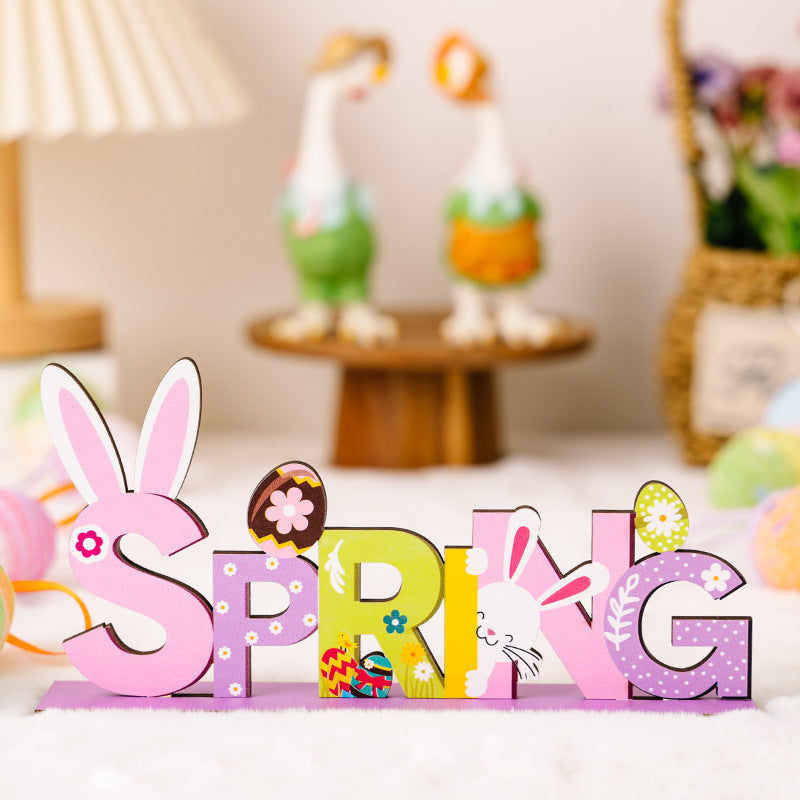 Wholesale Easter Rabbit Letter Wooden Decorations