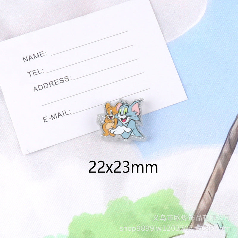 Wholesale 10pcs glitter cartoon straight-hole DIY acrylic beads OLY Exclusive
