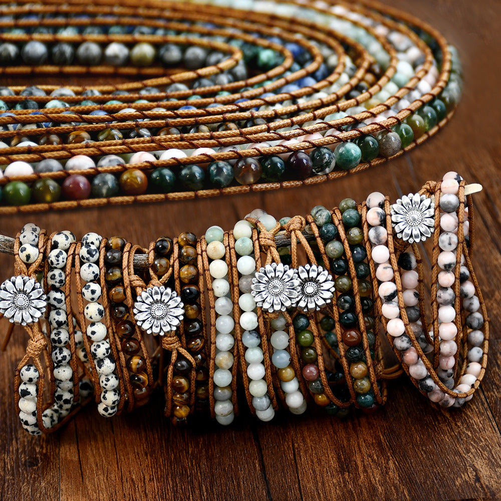 Wholesale Tem Explosive Natural Stone Hand-woven Bracelet