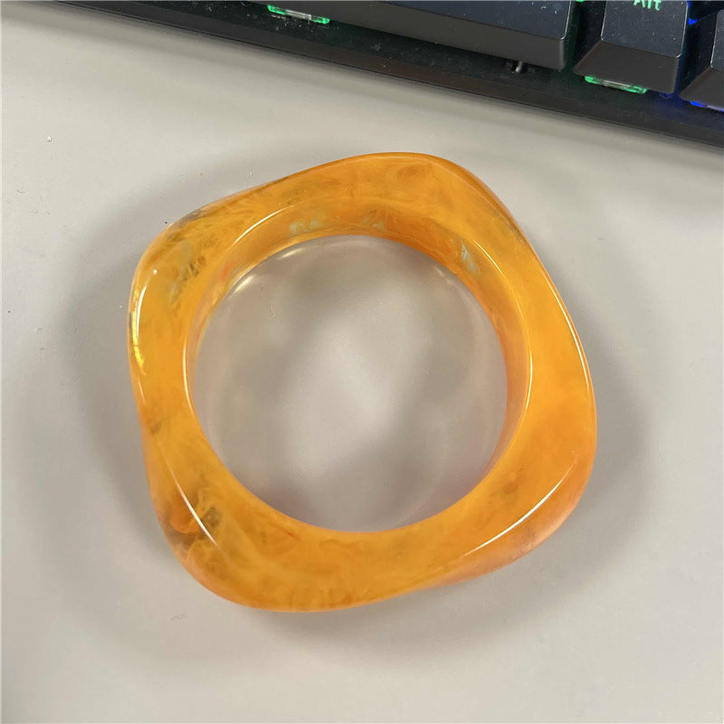 Wholesale Fashion Marble Patterned Acrylic Shaped Resin Square Circular Bracelet