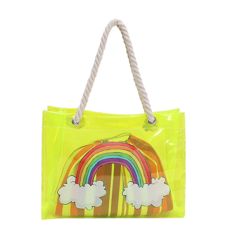 Wholesale High Capacity Rainbow PVC Handheld Tote Bag