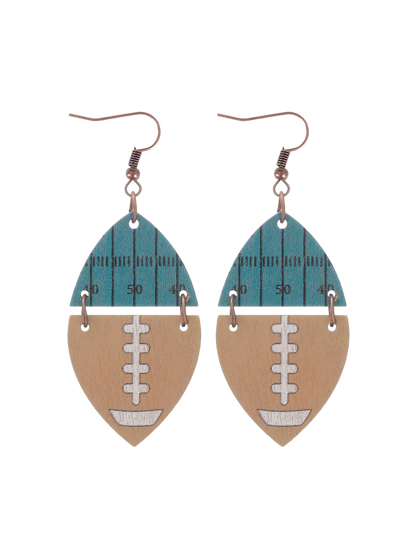 Wholesale  Sports Ball Rugby Wooden Earrings Laser Carved Earrings