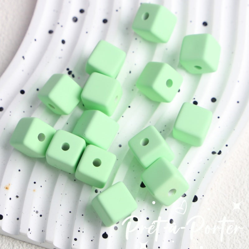 Wholesale 10pcs DIY Square Rubber Beads Macaron Color Square Beads
