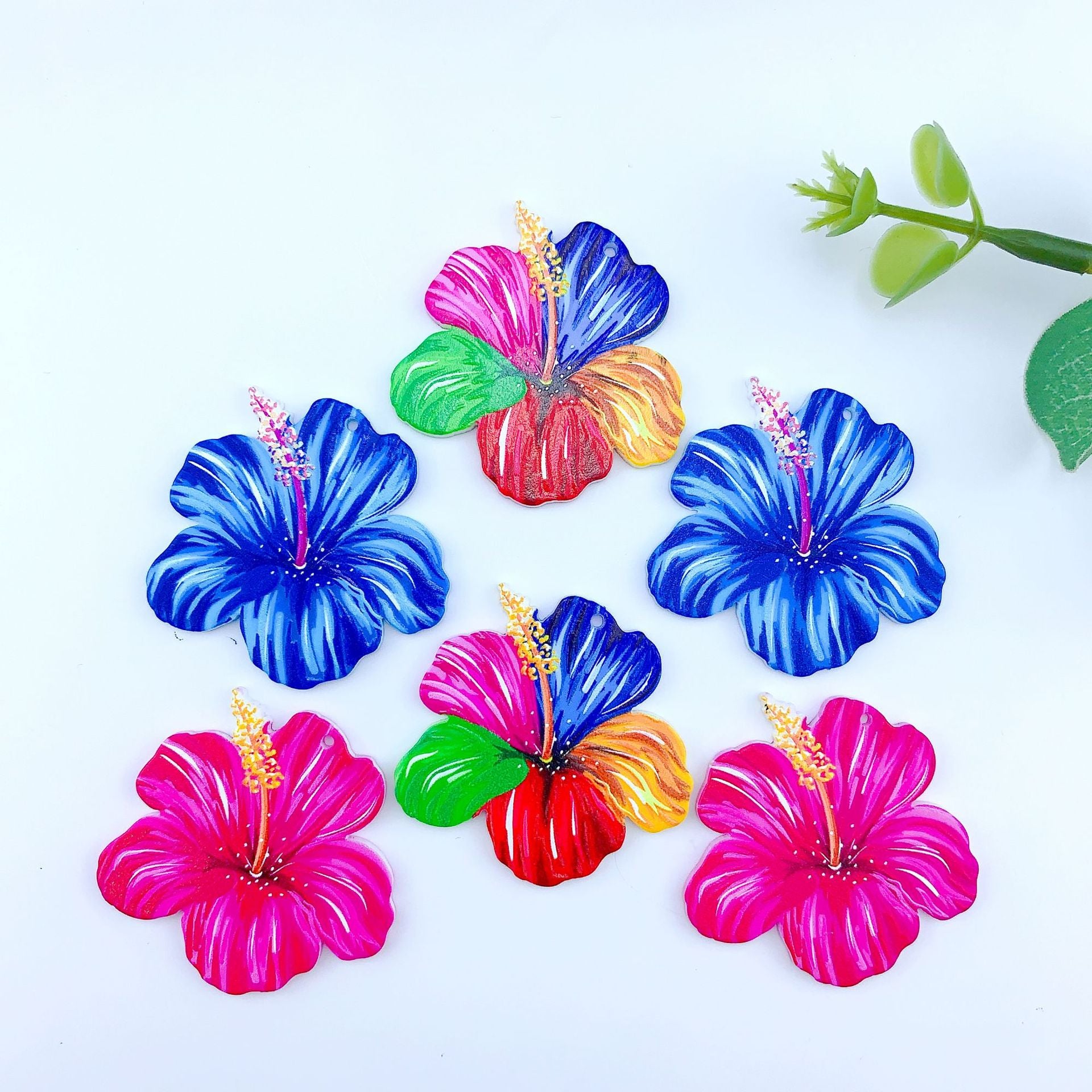 Wholesale 30pcs Small Flower Contrast Double-sided Ink Painting Handmade DIY Jewelry Accessories