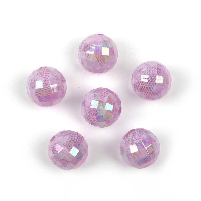 Wholesale 100pcs Acrylic Lace Faceted Round Beads