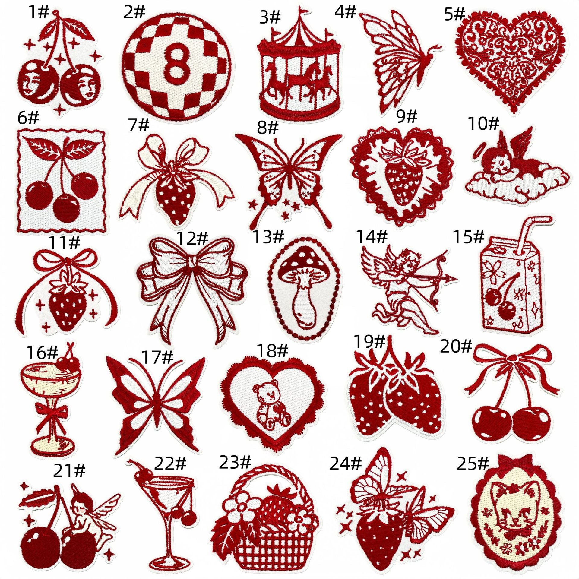 Wholesale Retro Red Valentine Embroidered Fabric Patch Ins Style Clothing Applique For DIY Craft And Resale