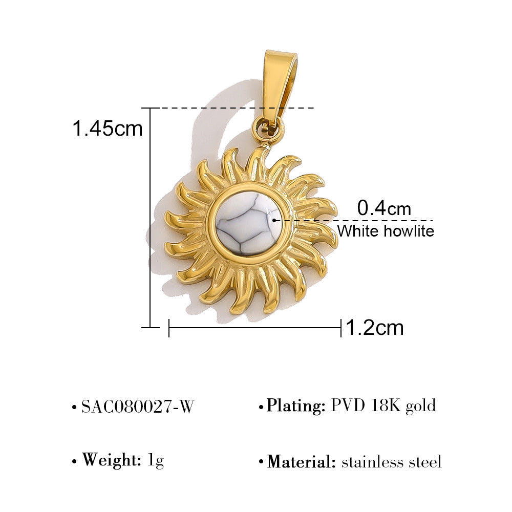 Wholesale colorful natural stone edge DIY titanium steel plated 18K gold accessories