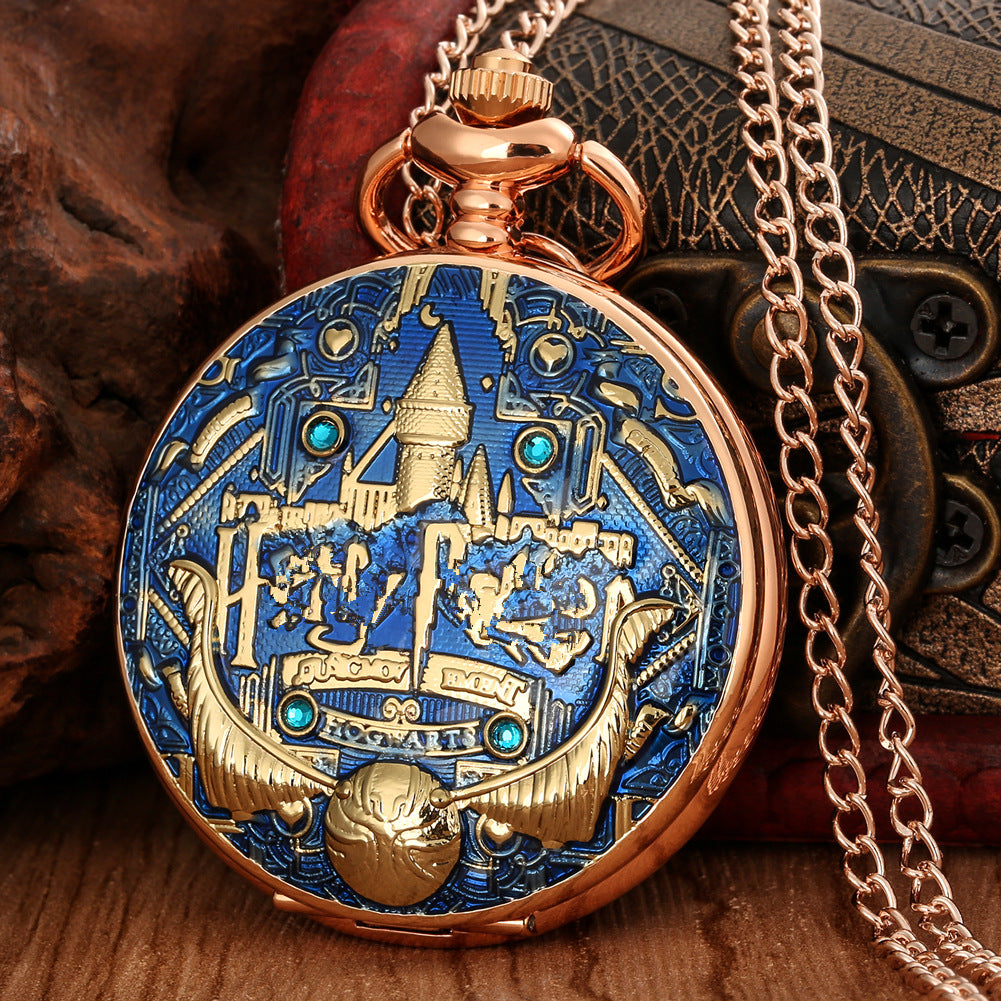 Wholesale Golden quartz castle commemorative movement pocket watch OLY Exclusive