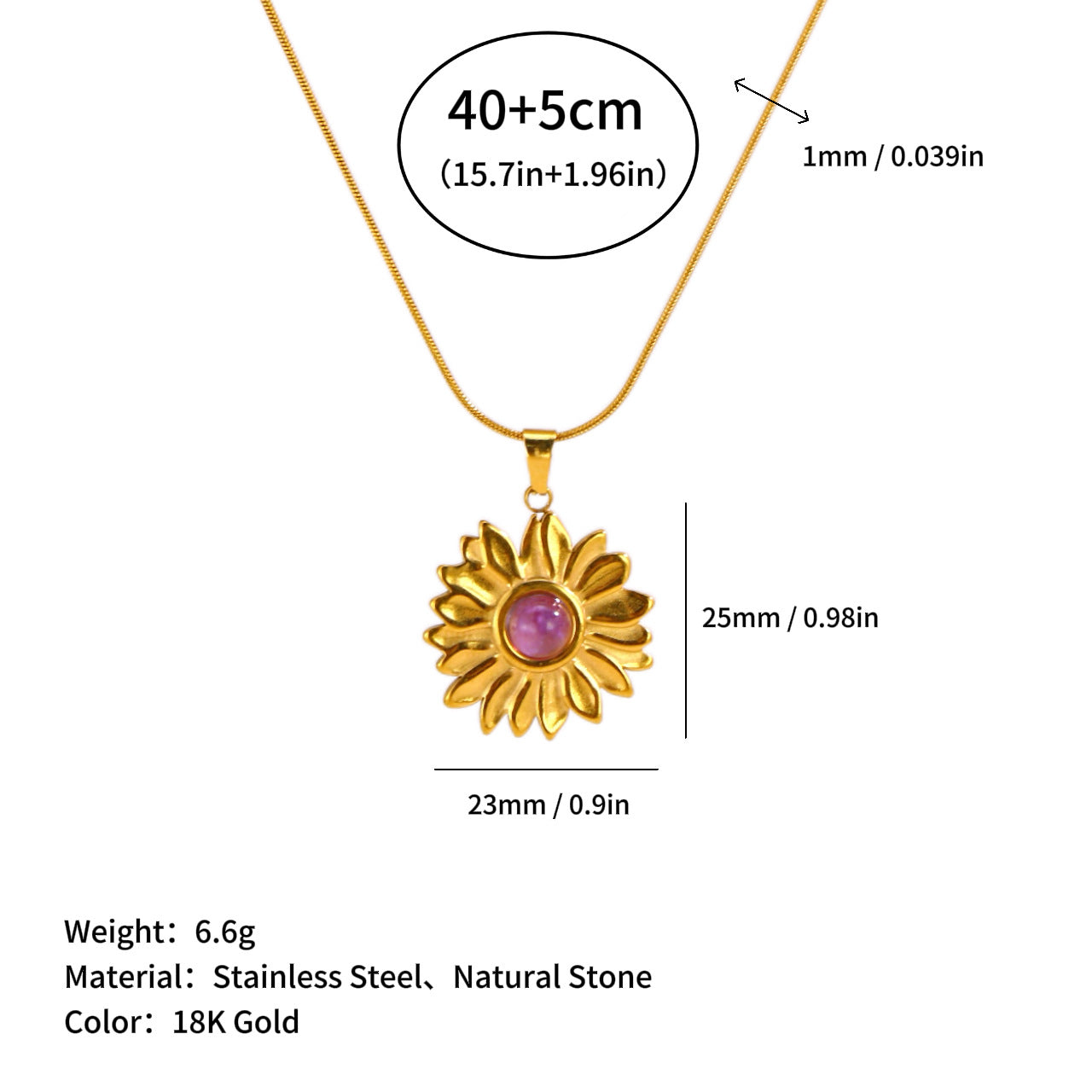 Wholesale   Stainless Steel Pendant Inlaid with Natural Stone Titanium Steel Necklace
