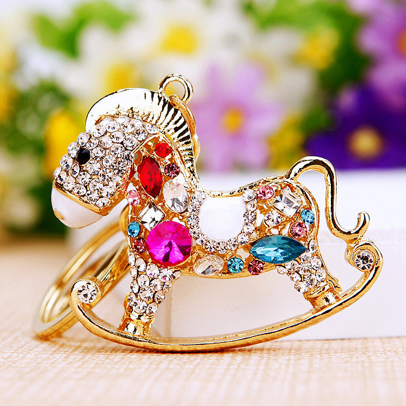 Wholesale Chic Metal Lucky Sheep Keychain Rhinestone Car Key Accessory Bag Charm Gift
