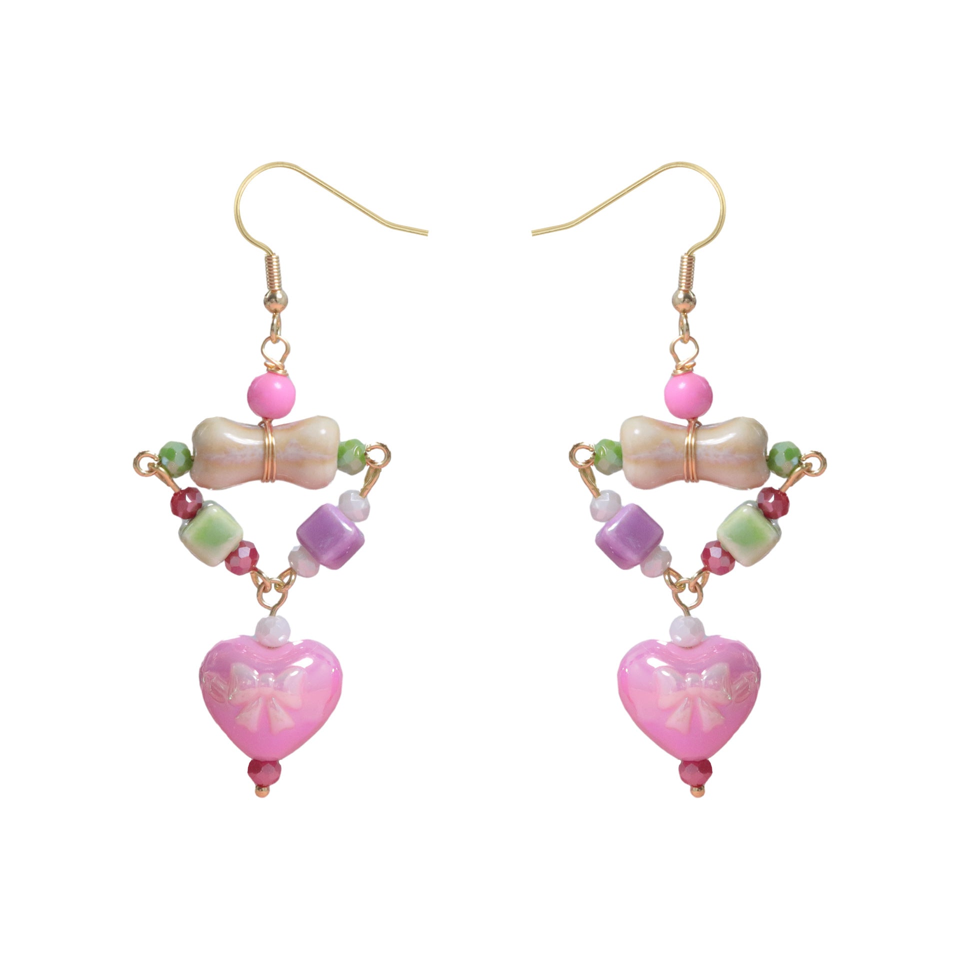 Wholesale Love Bow Beaded Acrylic Ear Hooks