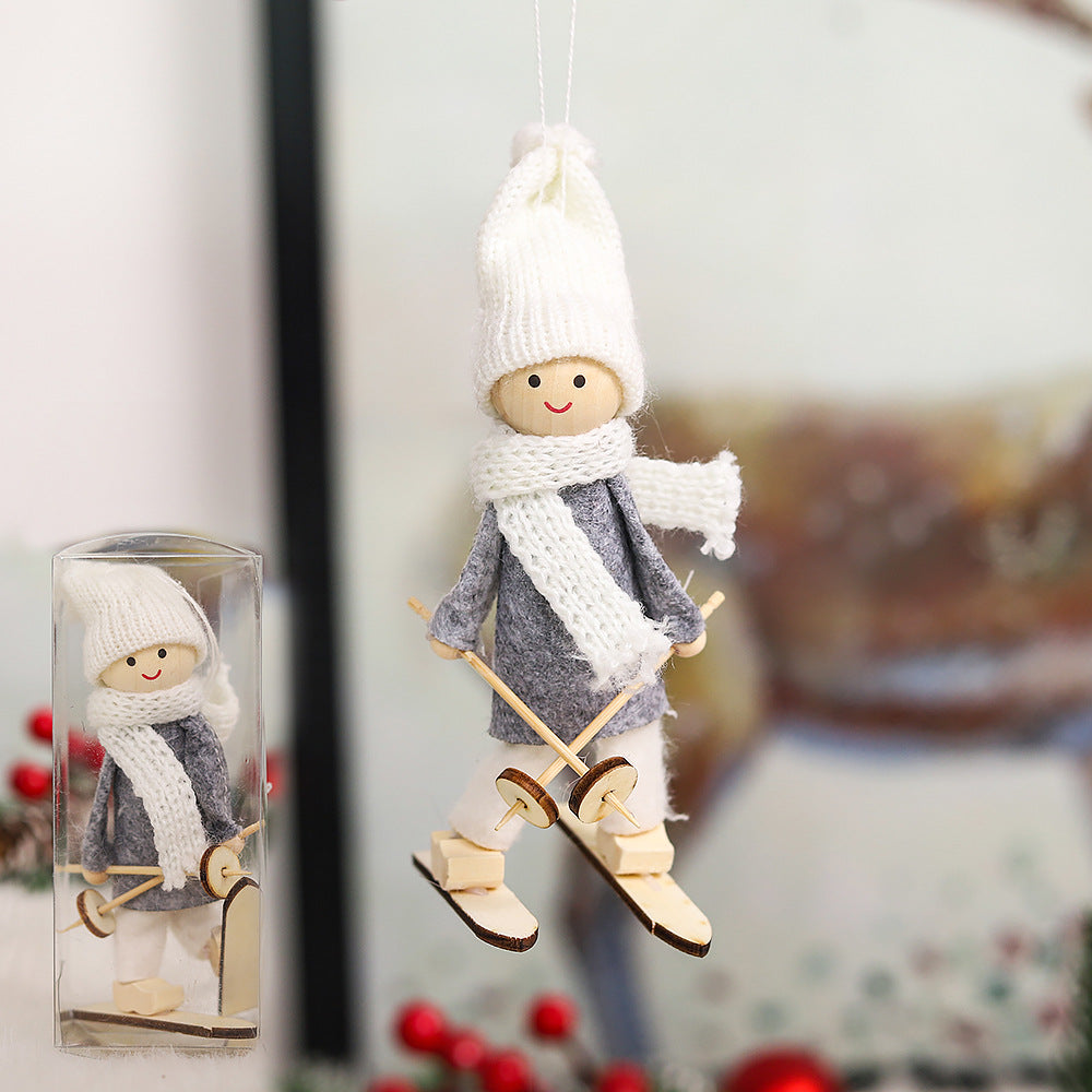 Wholesale Christmas Decorations Ornaments Wooden Ski Dolls Dolls