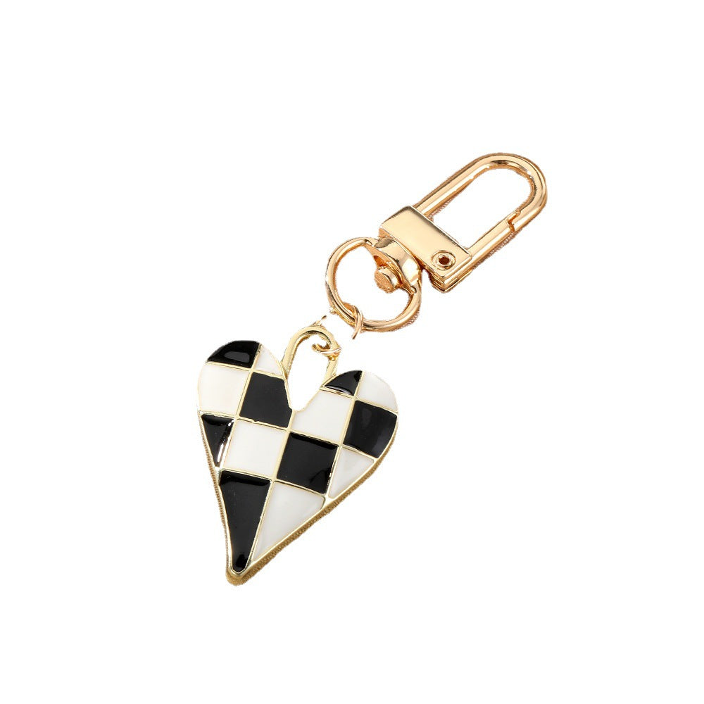 Wholesale Minimalist Grid Heart Alloy Keychains