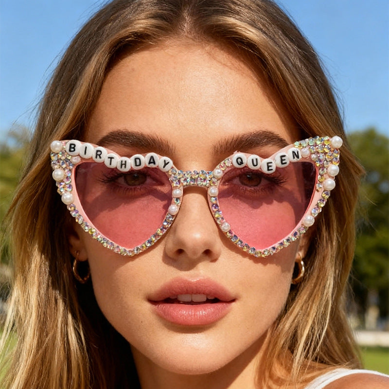 Wholesale Inlaid with diamonds Heart Earrings Men' s/ women' s sunglasses