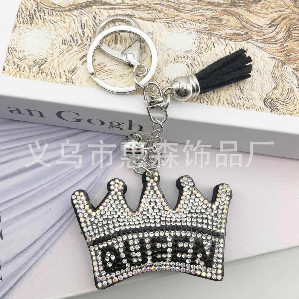 Wholesale 4pcs Diamond-encrusted Crown QUEEEN Keychain