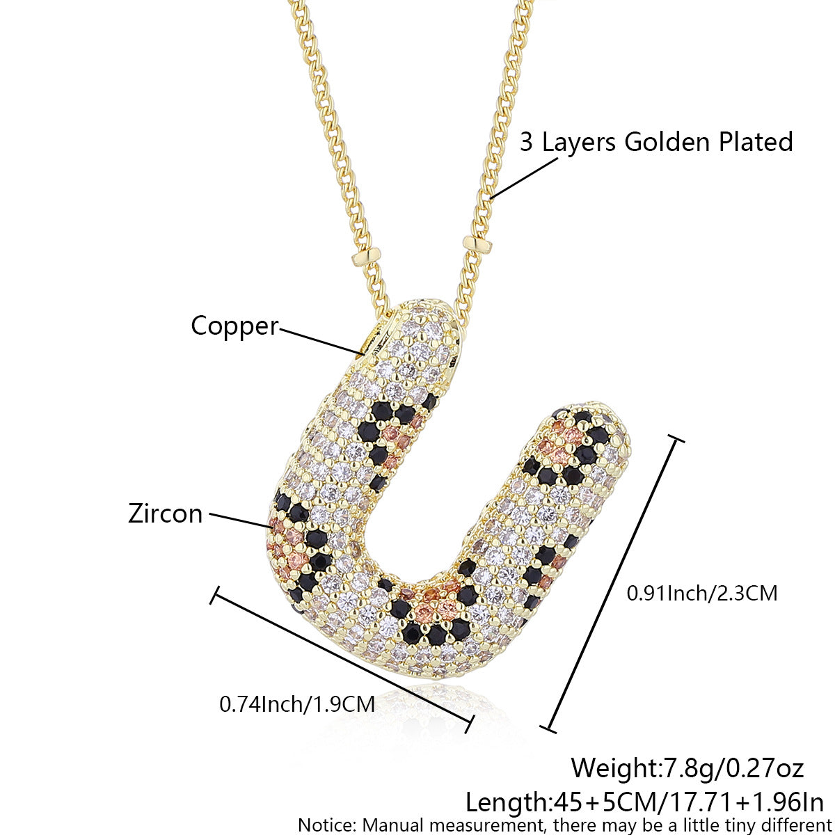 Wholesale Leopard Print Letter Necklace Copper Plated Real Gold Full Diamond Zircon Necklace Fashion English Letter Necklace Women