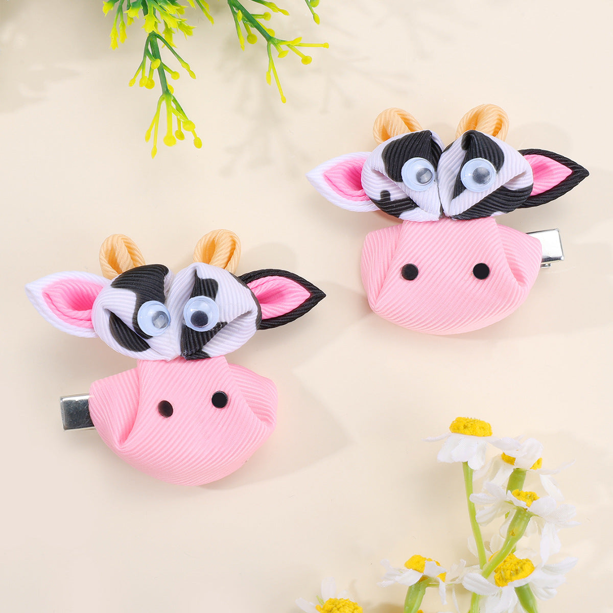 Wholesale  20pcs/pack European and American Cow Pattern Bow Hairpins Popular Kidsren' s Bow Hair