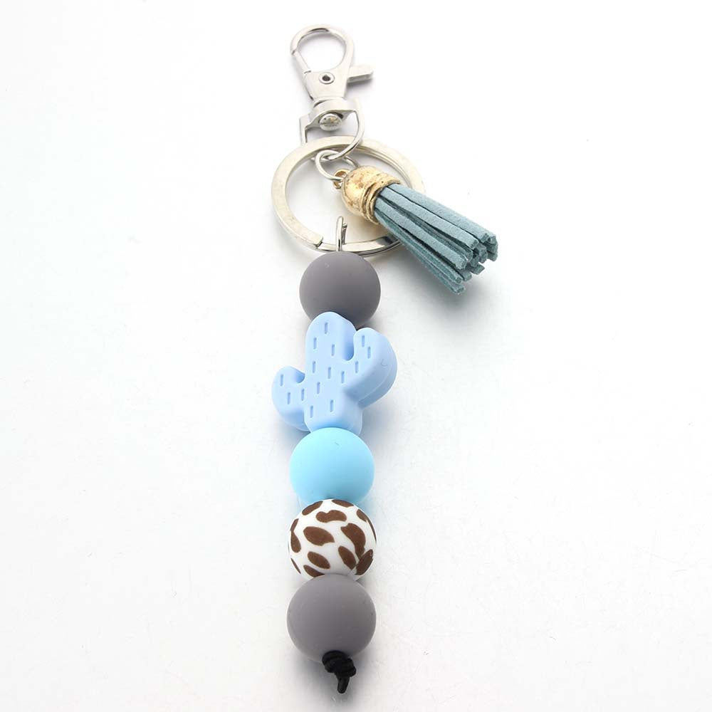 Wholesale Cartoon Cactus Food Grade Silicone Beads Keychain