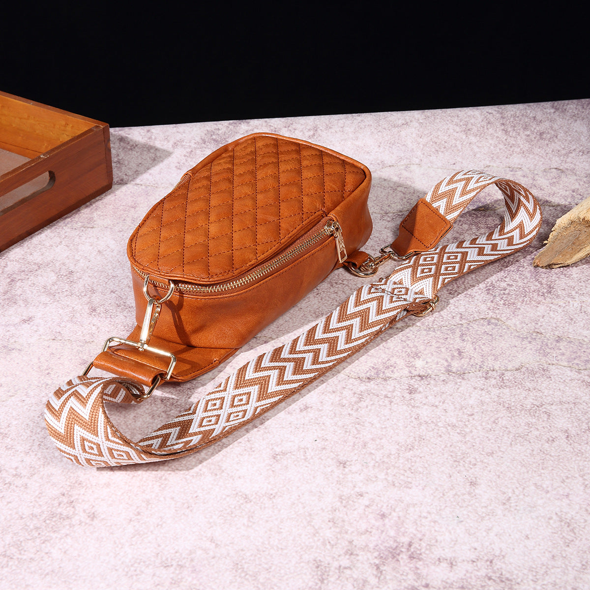 Wholesale Bohemian Retro Chest Bag Pure Embroidery PU Crossbody Bag