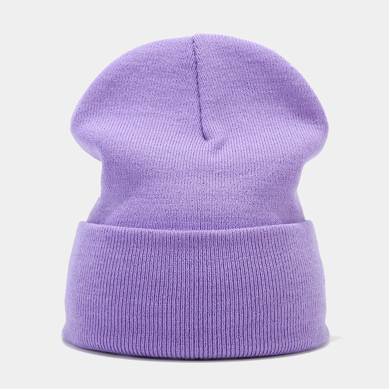 Wholesale Solid Color Autumn and Winter Light Board Pile Hat Warm Knitted Hat