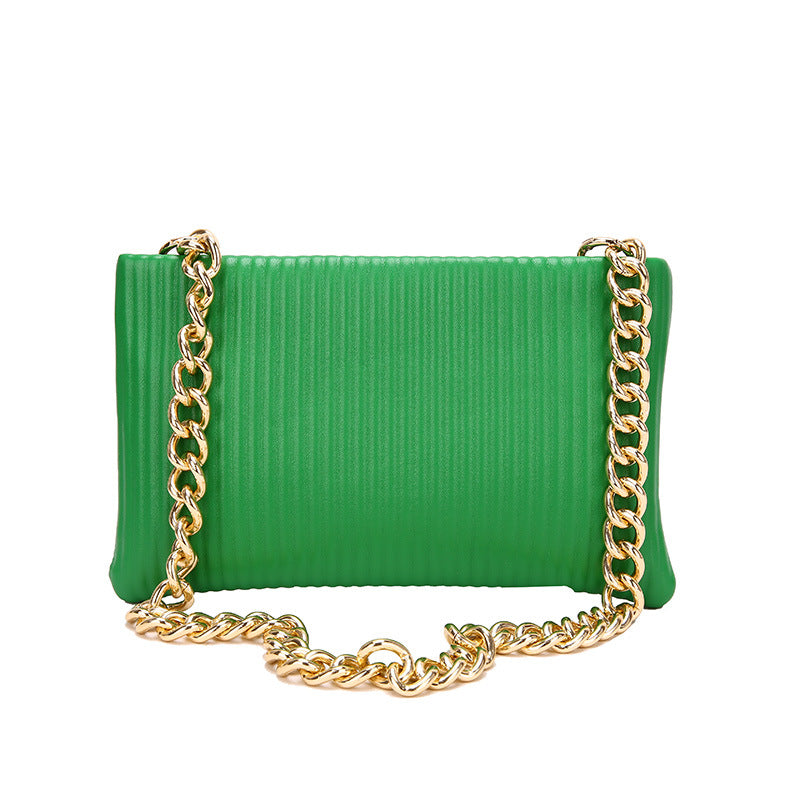 Wholesale PU Simple Soft Leather Bag Casual Pleated Chain Bag Crossbody Bag