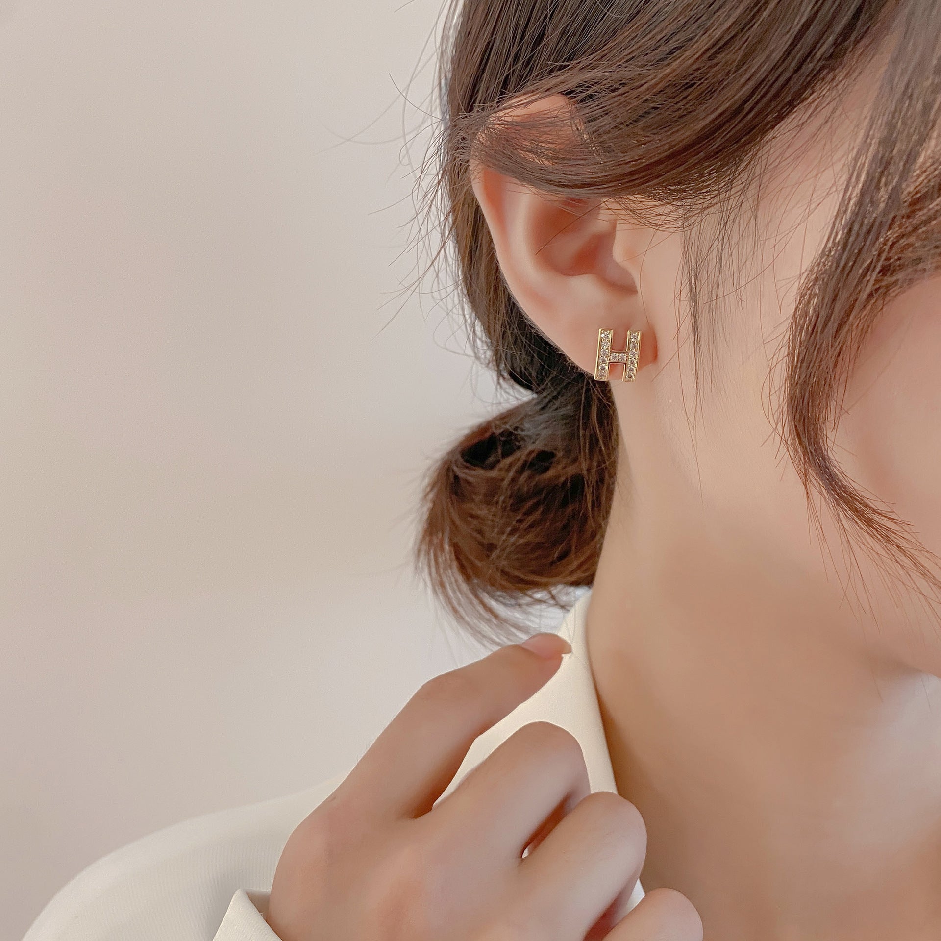 Wholesale Silver Needle Full Diamond Fashion Earrings