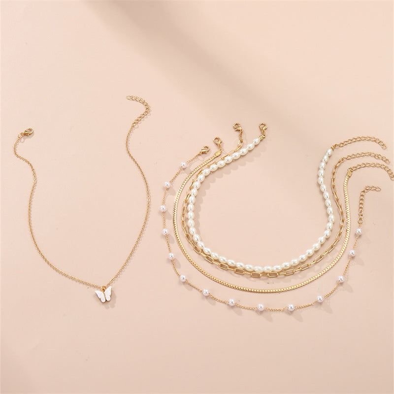 Wholesale Butterfly Pearl Necklace Set