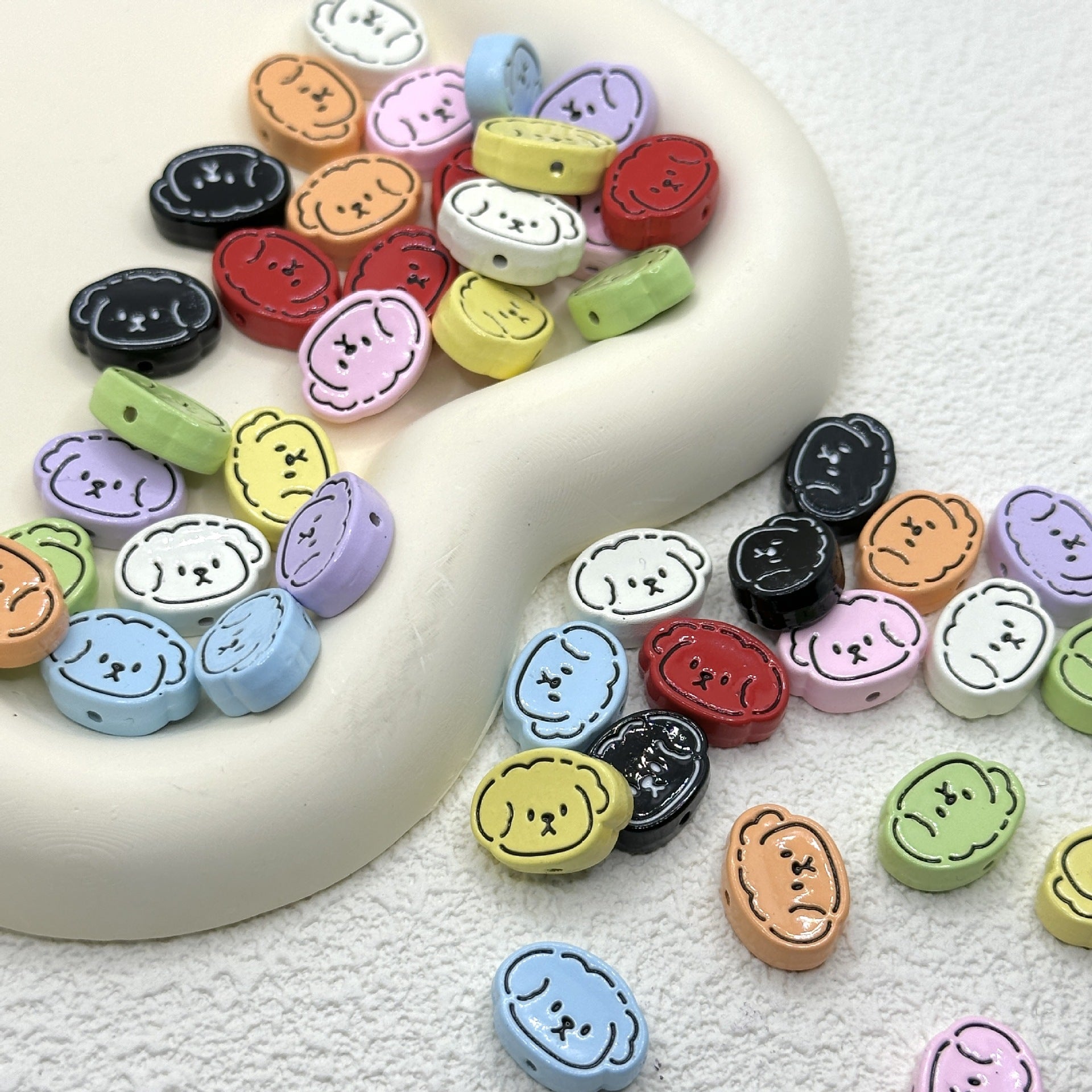 Wholesale 10pcs Alloy paint color cartoon puppy head line puppy beaded diy beads