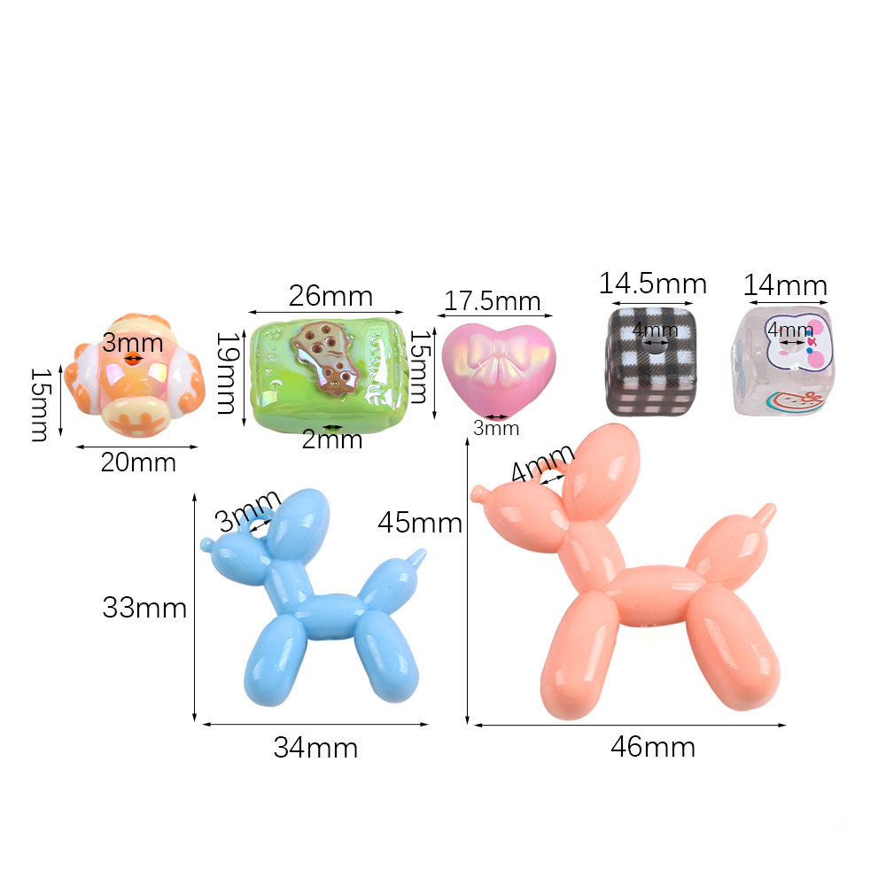 Wholesale 5pcs Cartoon Acrylic Cute Colorful Straight Hole Beads
