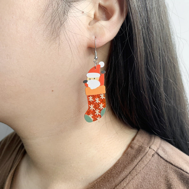 Wholesale Christmas Elk Santa Snowman Acrylic Earrings