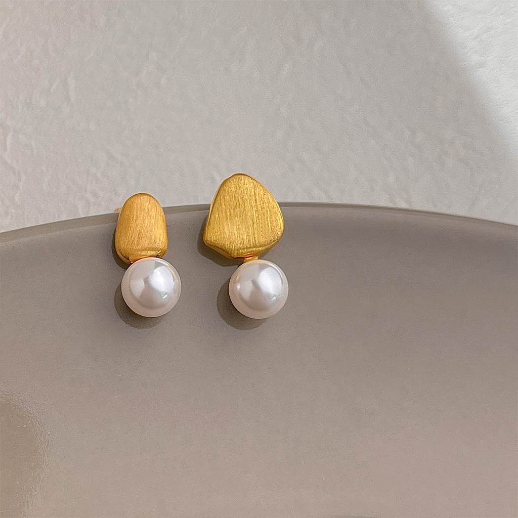 Wholesale Golden brushed frosted geometric earrings