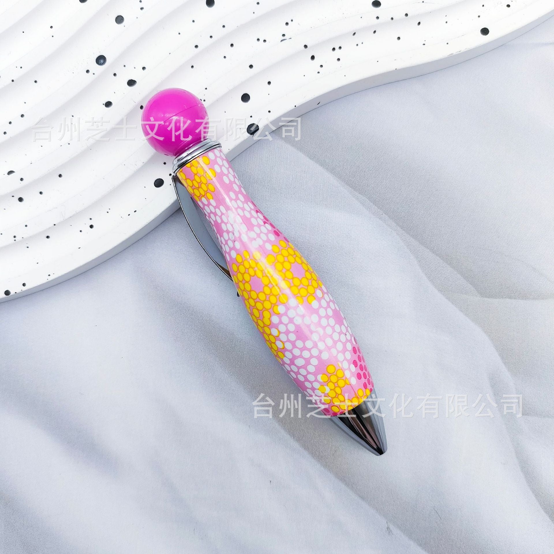 Wholesale 10pcs Multicolor Bowling Ballpoint Pen Cute Spot Print Flower Film Chubby